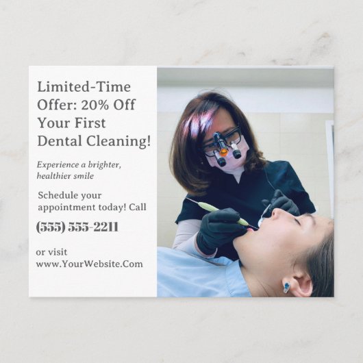 Tand- of zorgkliniek promotioneel briefkaart (Voorkant)