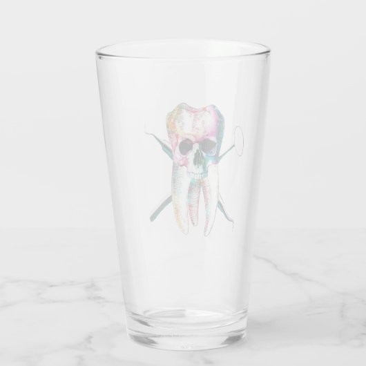 Tand Schedel en Kruis botten 16 oz shaker Glas (Achterkant)