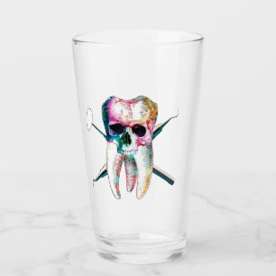 Tand Schedel en Kruis botten 16 oz shaker Glas