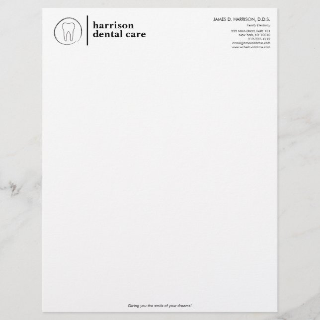 Tand schets logo zwart/wit tandarts briefhoofd (Voorkant)