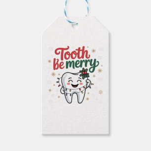Tand Tandarts Kerstmis Grappig Cadeaulabel
