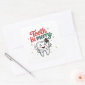 Tand Tandarts Kerstmis Grappig Vierkante Sticker (Envelop)
