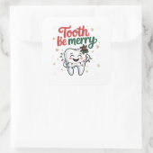 Tand Tandarts Kerstmis Grappig Vierkante Sticker (Tas)