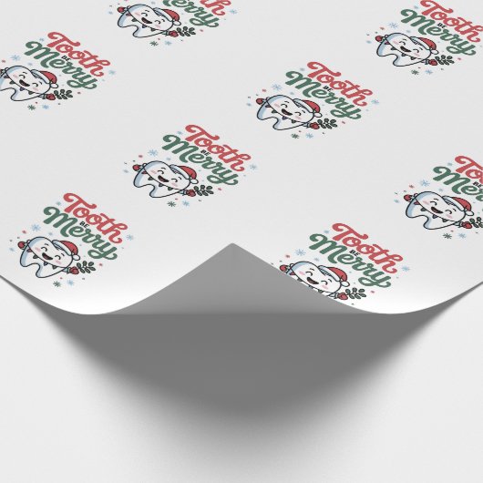 Tand Tandarts Kerstmis Kerst  Cadeaupapier (Hoek)