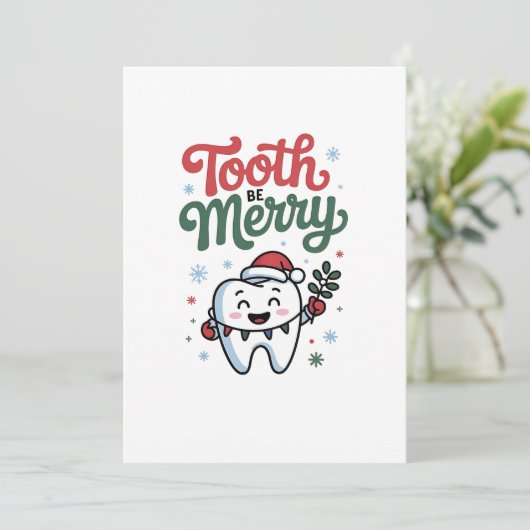 Tand Tandarts Kerstmis Kerst Feestdagenkaart (Staand voorkant)