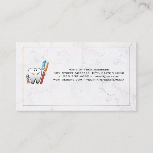Tand vasthoudende tandenborstel | Tandheelkunde Visitekaartje (Achterkant)