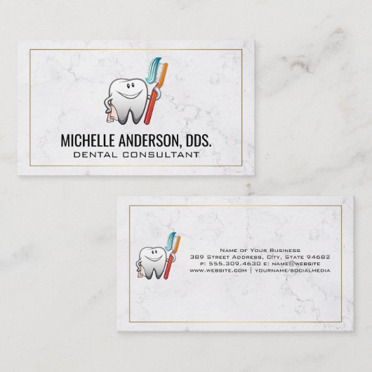 Tand vasthoudende tandenborstel | Tandheelkunde Visitekaartje (Voorkant / Achterkant)