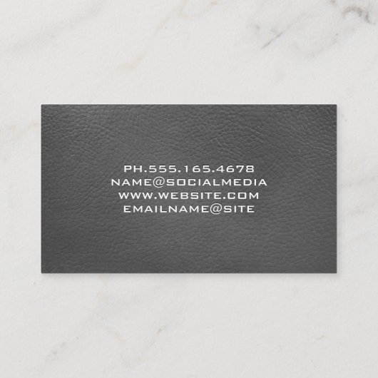 Tand vergrootglas pictogram | Leren textuur Visitekaartje (Achterkant)