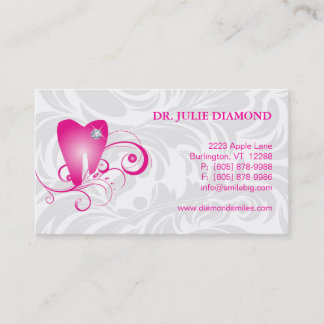 Tand Visitekaartje Diamond Tooth Logo Roze 2 Afsprakenkaartje