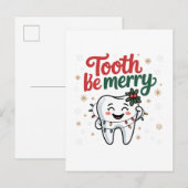 Tand wees vrolijk grappig tandarts kerst aankondigingskaart (Voorkant / Achterkant)