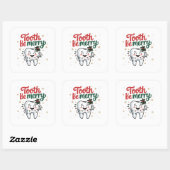 Tand wees vrolijk grappig tandarts kerst vierkante sticker (Vel)