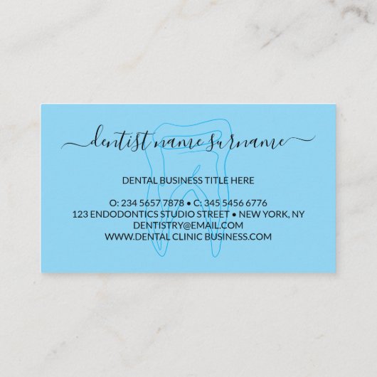 Tand whitening tandheelkundige kliniek modern blau visitekaartje (Achterkant)