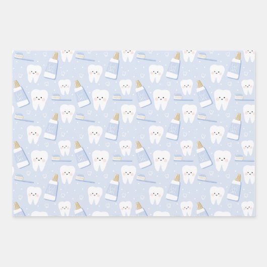 Tand wikkelpapier Flat Sheet Set van 3 Inpakpapier Vel (Voorkant)