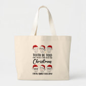 Tand WORDEN VERTELD Tandheelkundige Kerstmis Floss Grote Tote Bag (Voorkant)