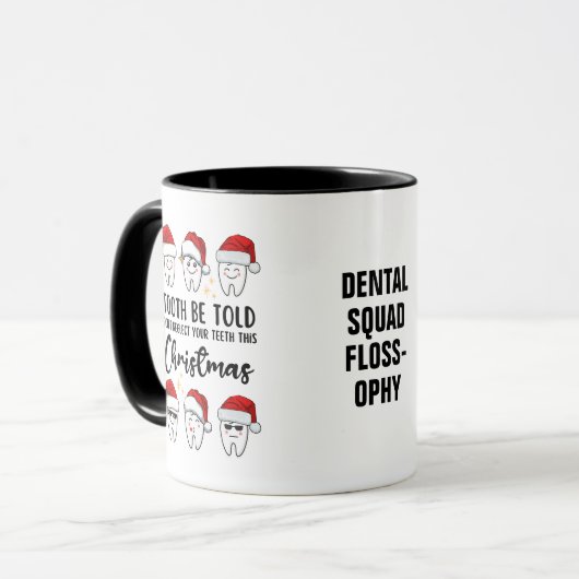 Tand WORDEN VERTELD Tandheelkundige Kerstmis Floss Mok (Voorkant links)