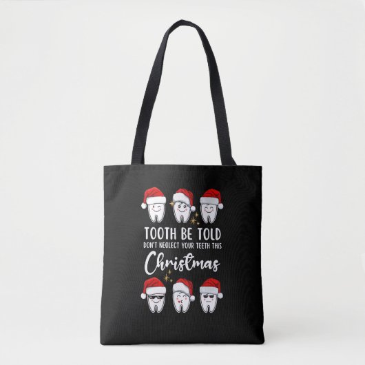 Tand WORDEN VERTELD Tandheelkundige Kerstmis Floss Tote Bag (Voorkant)