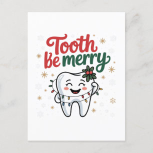 Tand Zal Blij Zijn Funny Tandarts Kerstmis Uitnodiging Briefkaart