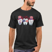 Tandarts 4 juli Tandheelkundige Amerikaanse vlag P T-shirt (Voorkant)
