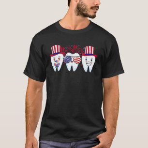 Tandarts 4 juli Tandheelkundige Amerikaanse vlag P T-shirt
