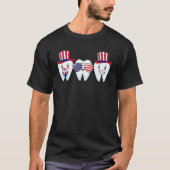 Tandarts 4 juli Tandheelkundige Amerikaanse vlag P T-shirt (Voorkant)
