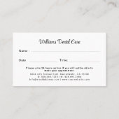 Tandarts Afspraak Herinnering Logo Visitekaartje (Achterkant)