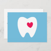 Tandarts afspraak herinnering tand met hart blauw briefkaart (Voorkant / Achterkant)