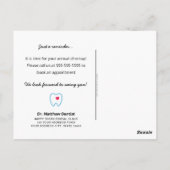 Tandarts afspraak herinnering tand met hart blauw briefkaart (Achterkant)
