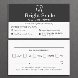 Tandarts afspraak herinnering Tandheelkunde Visitekaartje