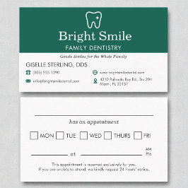 Tandarts afspraak herinnering visitekaartje