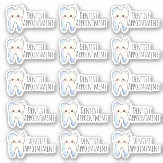 Tandarts afspraak tand sticker (Voorkant)