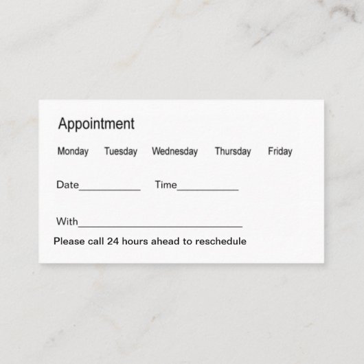 Tandarts Afspraak Visitekaartjes Combinatie (Achterkant)