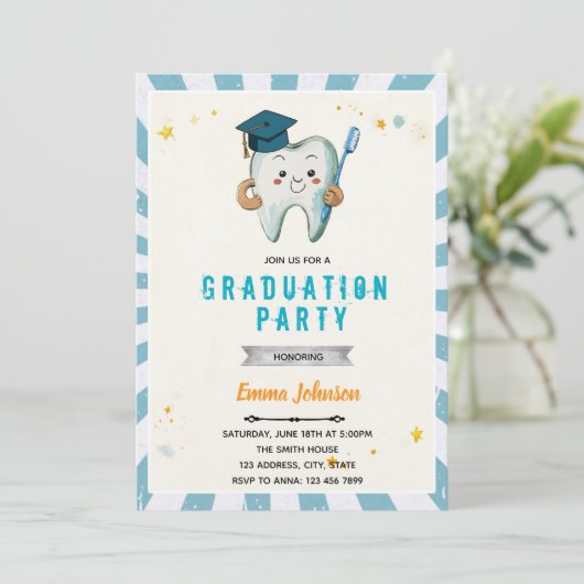 Tandarts afstuderen uitnodiging (Staand voorkant)