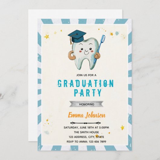 Tandarts afstuderen uitnodiging (Voorkant / Achterkant)