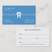 Tandarts Blauw Glanzende Glimlachende Tand Dental Afsprakenkaartje (Voorkant / Achterkant)