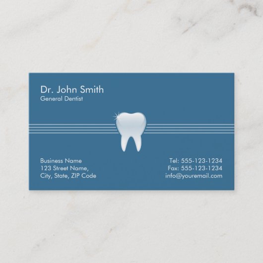Tandarts Blauw Glanzende Tand Dental Afspraak Afsprakenkaartje (Voorkant)