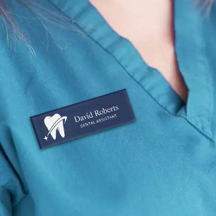 Tandarts Bright Tooth Logo Navy Blue Dental Naambadge
