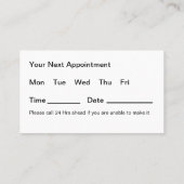 Tandarts budget afspraak Visitekaartjes (Achterkant)