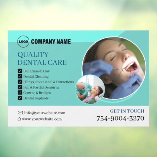 Tandarts Business Promo Custom Window Cling Raamsticker (Vel 3)