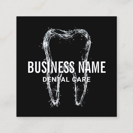 Tandarts Clean Tooth Black Tandheelkundige kliniek Vierkante Visitekaartje (Voorkant)
