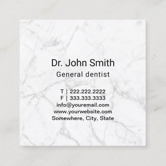 Tandarts Clean Tooth Black Tandheelkundige kliniek Vierkante Visitekaartje (Achterkant)