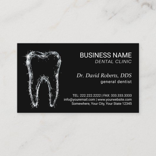 Tandarts Clean Tooth Professionele Zwarte Tandheel Afsprakenkaartje (Voorkant)