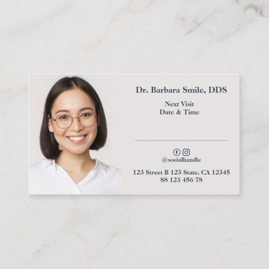 Tandarts cosmetische houtskool minimaal visitekaartje (Achterkant)