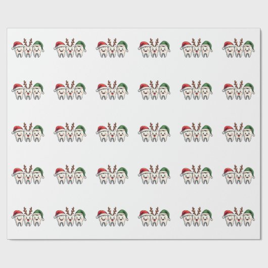Tandarts Dental Christmas Santa Floss kerstboom Cadeaupapier (Vlak)