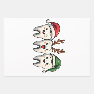 Tandarts Dental Christmas Santa Floss kerstboom Inpakpapier Vel