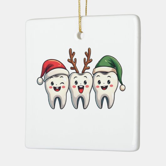 Tandarts Dental Christmas Santa Floss kerstboom Keramisch Ornament (Links)