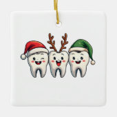 Tandarts Dental Christmas Santa Floss kerstboom Keramisch Ornament (Voorkant)