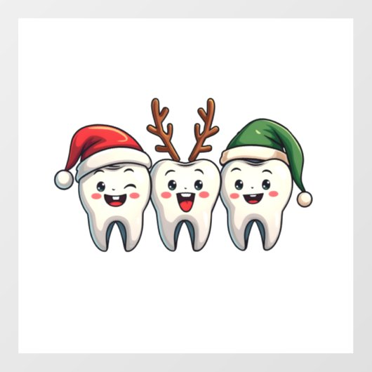 Tandarts Dental Christmas Santa Floss kerstboom Raamsticker (Vel)