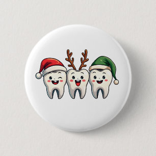 Tandarts Dental Christmas Santa Floss kerstboom Ronde Button 5,7 Cm