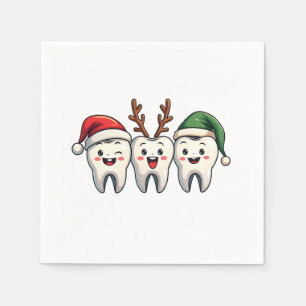 Tandarts Dental Christmas Santa Floss kerstboom Servet