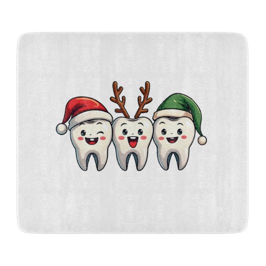 Tandarts Dental Christmas Santa Floss kerstboom Snijplank (Voorkant)